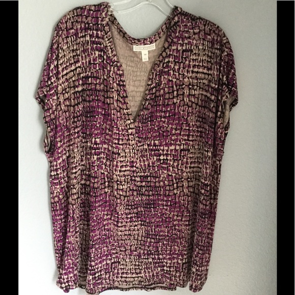 Dana Buchman Tops - Dana Bachman Purple/Black and Tan Print Top 3X